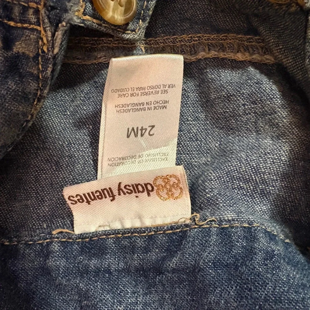 Daisy Fuentes Denim Jacket Kids 24M Blue Floral Embroidered Collar Jean Trucker